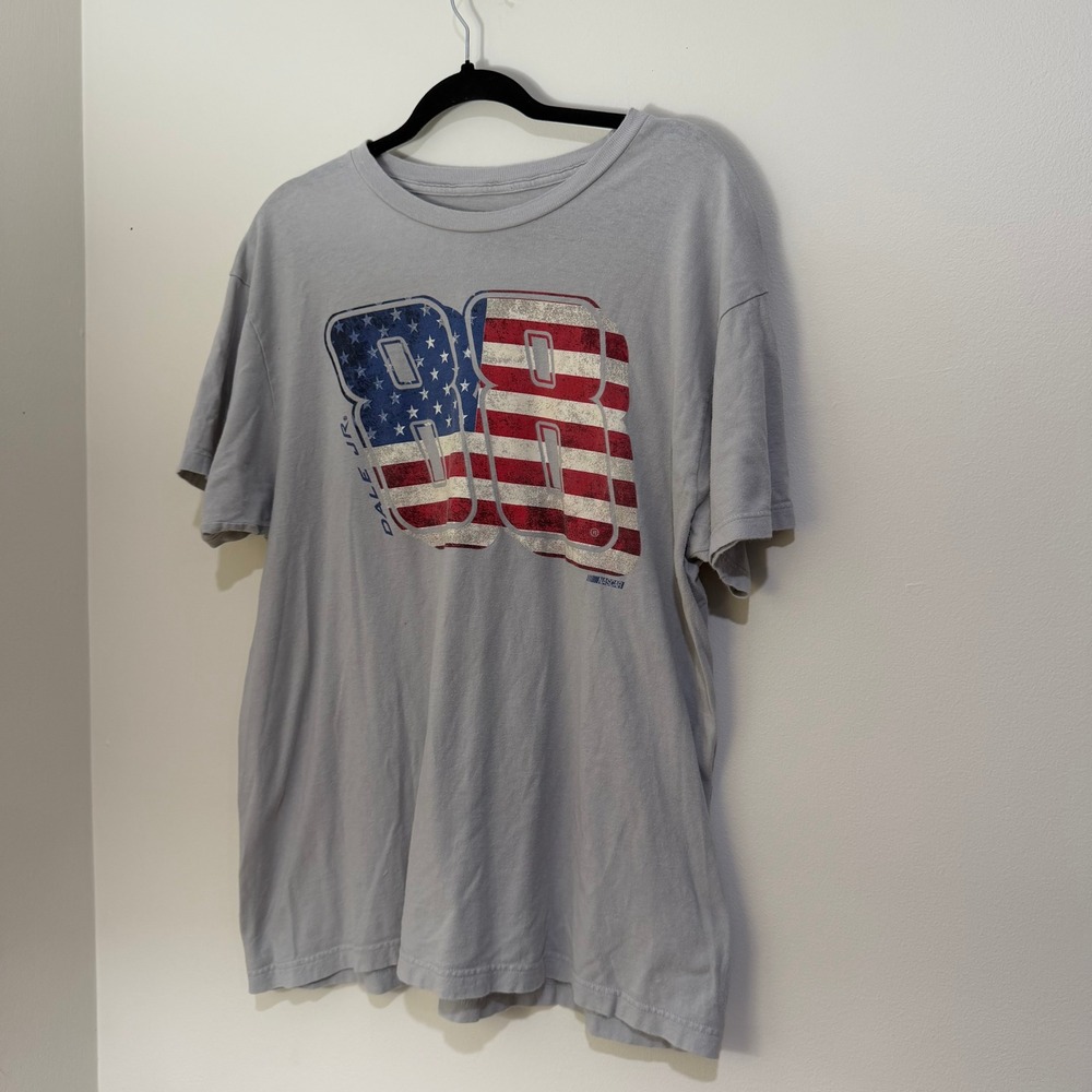 NASCAR Dale Earnhardt Jr 88 American Flag Graphic T-Shirt Gray XL